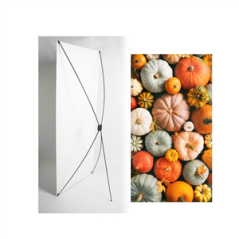 Kakemono Automne Citrouilles - 180 x 80 cm - Toile M1 avec structure X- Banner
