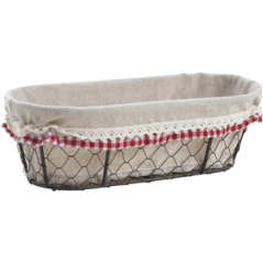 Corbeille en grillage vieilli doublé de jute - 28 x 12,5 x 9cm