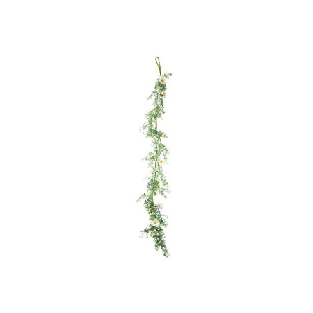 Guirlande eucalyptus blanchi et fleurs blanches - Long. 150cm