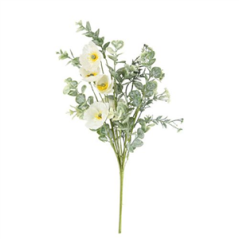 Branche eucalyptus blanchi et fleurs blanches - Haut. 50cm