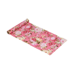 Chemin de table fleurs roses tissu 28cm x 3m