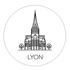 Badge métallique LYON - Diam 65mm