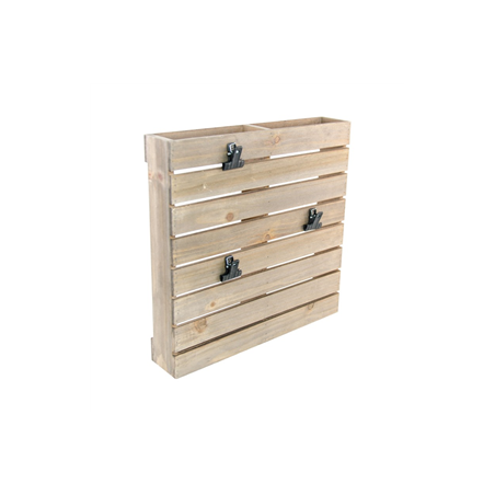 Support en bois de palettes avec pinces 29,5 x 29,5 x 7,5cm