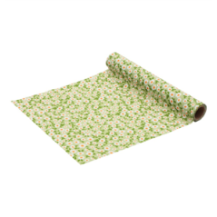 Chemin de table en tissu marguerite vert 28cm x 3m