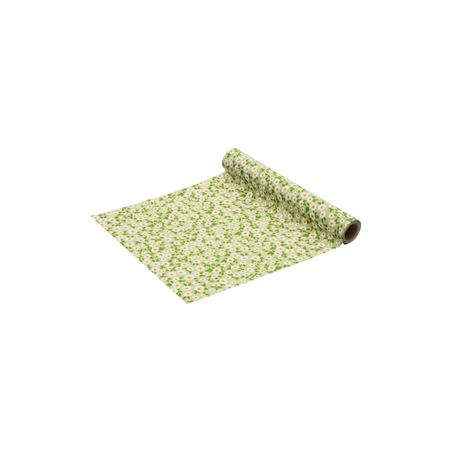 Chemin de table en tissu marguerite vert 28cm x 3m