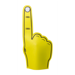 Main de supporter jaune en mousse - Haut. 50cm