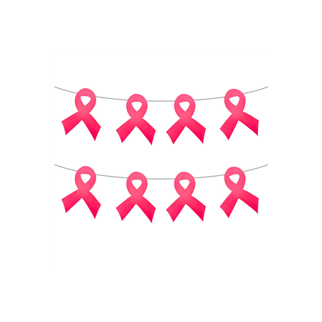 Guirlande de ruban Octobre rose 12 fanions 22.8 x 29cm papier - Long. 5m