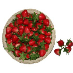 Sachet de 12 fraises aspect naturel - polystyrene - haut 4 cm diam 3 cm