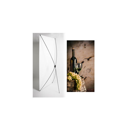 Kakemono Vendanges Raisins - 180 x 80 cm - Toile M1 avec structure  X- Banner