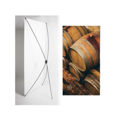 Kakemono Vendanges Tonneaux - 180 x 80 cm - Toile M1 avec structure  X- Banner