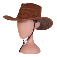 Chapeau Cow boy marron feutrine - taille adulte - Haut. 11cm Diam. 39cm