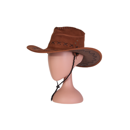 Chapeau Cow boy marron feutrine - taille adulte - Haut. 11cm Diam. 39cm