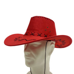 Chapeau Cow boy rouge - feutre - taille adulte