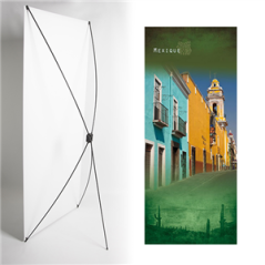Kakemono village mexique - 180 x 80 cm - Toile M1 avec structure  X- Banner