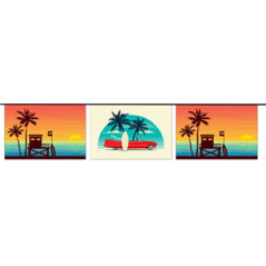 Guirlande California Beach - 10 fanions papier 21 x 30 - Long 4m50