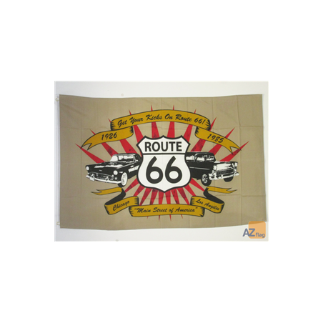 Drapeau Route 66 Vintage - tissu - 60 x 90 cm
