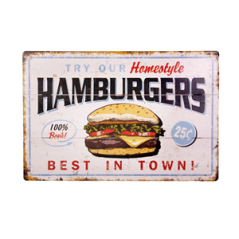 Plaque en bois HAMBURGER - 60 x 40cm