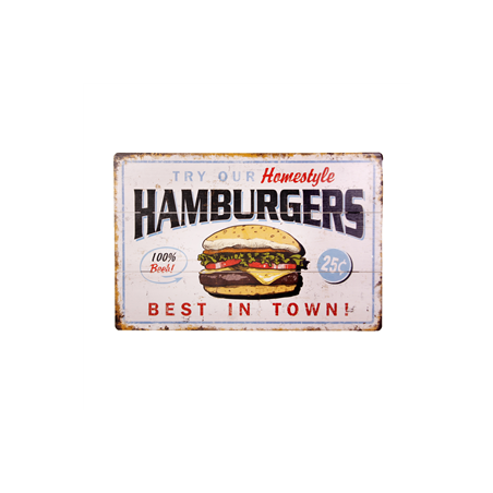 Plaque en bois HAMBURGER - 60 x 40cm
