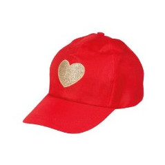 Casquette rouge cœur – Taille adulte ajustable