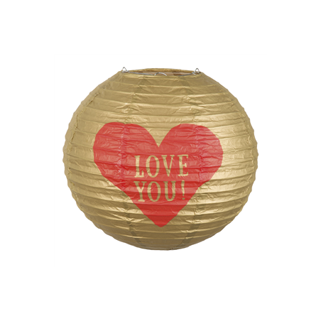 Lampion doré Love You papier - Diam. 25cm