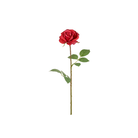 Rose rouge sur tige tissu et pvc - 65 cm