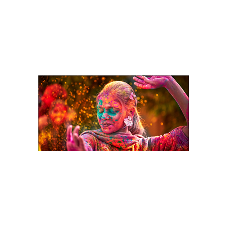 Visuel panoramique Holi  et  Couleurs Inde - 57 x 30 cm sur forex