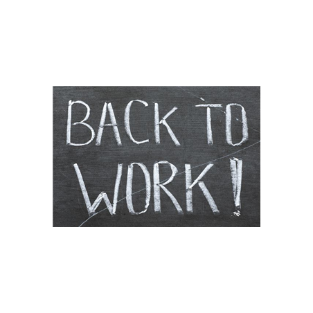 Visuel imprimé 'Back to Work' - 56 x 36 cm sur support bristol 350 gr