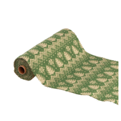 Chemin de table Santa Wool vert et beige 27cm x 2.5m