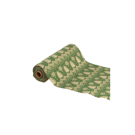 Chemin de table Santa Wool vert et beige 27cm x 2.5m