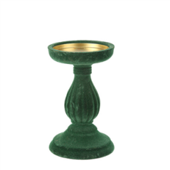 Bougeoir baroque en velours vert 10,8 x 17,2cm