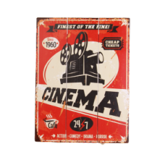 Plaque en bois CINÉMA - 30 x 40cm