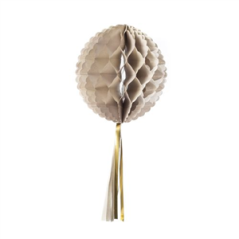Boule alvéolée grise avec tassel - Diam. 30cm
