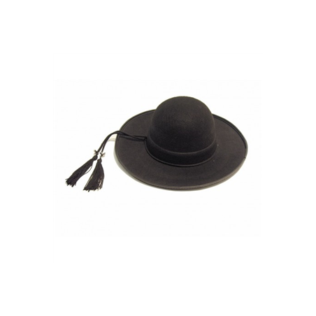 Chapeau Breton - feutre noir - taille adulte - haut 11 cm diam 35 cm