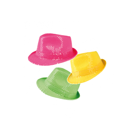 Chapeau à sequins fluo (diff. couleurs possibles) - Taille adulte