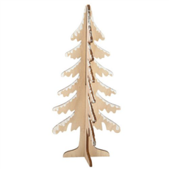 Sapin 3D en Bois et Blanc 29x13cm - à Assembler