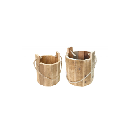 Set de 2 seaux en bois de 16.5 x 16 cm et 21 x 18 cm