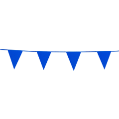 Guirlande fanions 20 x 16cm scintillants bleus - carton Long. 6m