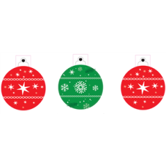 Lot de 2 guirlandes de 10 Boules de Noel - fanions ronds 21 x 30