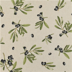 Tissu motif Olives - Larg. 140cm (vendu au mètre)