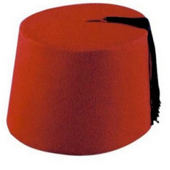 Fez rouge en feutre - taille adulte - Haut. 13cm Diam. 19cm