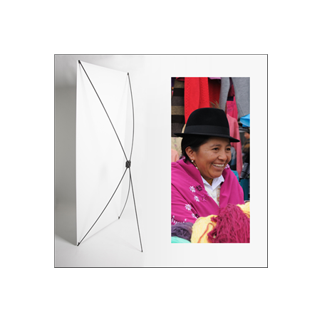 Kakemono AMS femme chapeau - 180 x 80 cm - Toile M1 avec structure X- Banner