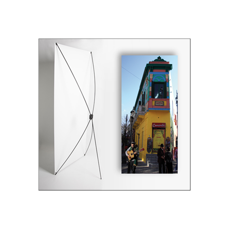 Kakemono AMS Maison Jaune - 180 x 80 cm - Toile M1 avec structure X- Banner