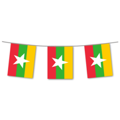 Guirlande drapeaux Birmanie 10 fanions 21 x 21cm - papier Long. 420cm