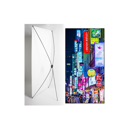 Kakemono Corée Enseigne - 180 x 80 cm - Toile M1 avec structure X- Banner