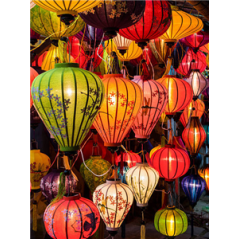 Kakemono Vietnam Lanternes - 180 x 80 cm - Toile M1 avec structure X- Banner