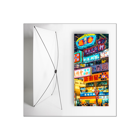 Kakemono Asie Enseigne - 180 x 80 cm - Toile M1 avec structure X- Banner