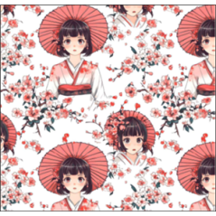 Tissu japonais façon Manga impression sur coton (Larg. 140 cm) vendu au m