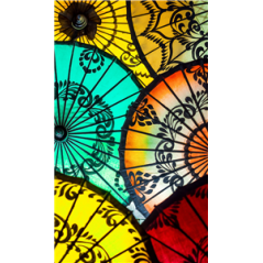 Kakemono Thailande Ombrelles - 180 x 80 cm - Toile M1 avec structure X- Banner