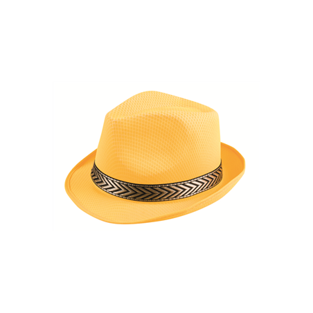 Chapeau Funky jaune - Polyester / Taille Adulte - haut 13 cm diam 29 cm