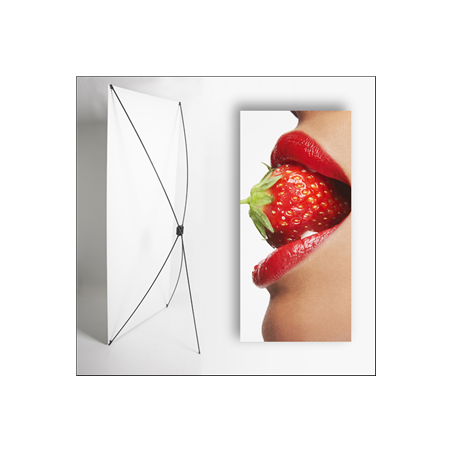 Kakemono Rouge fraise  - 180 x 80 cm - Toile M1 avec structure  X- Banner